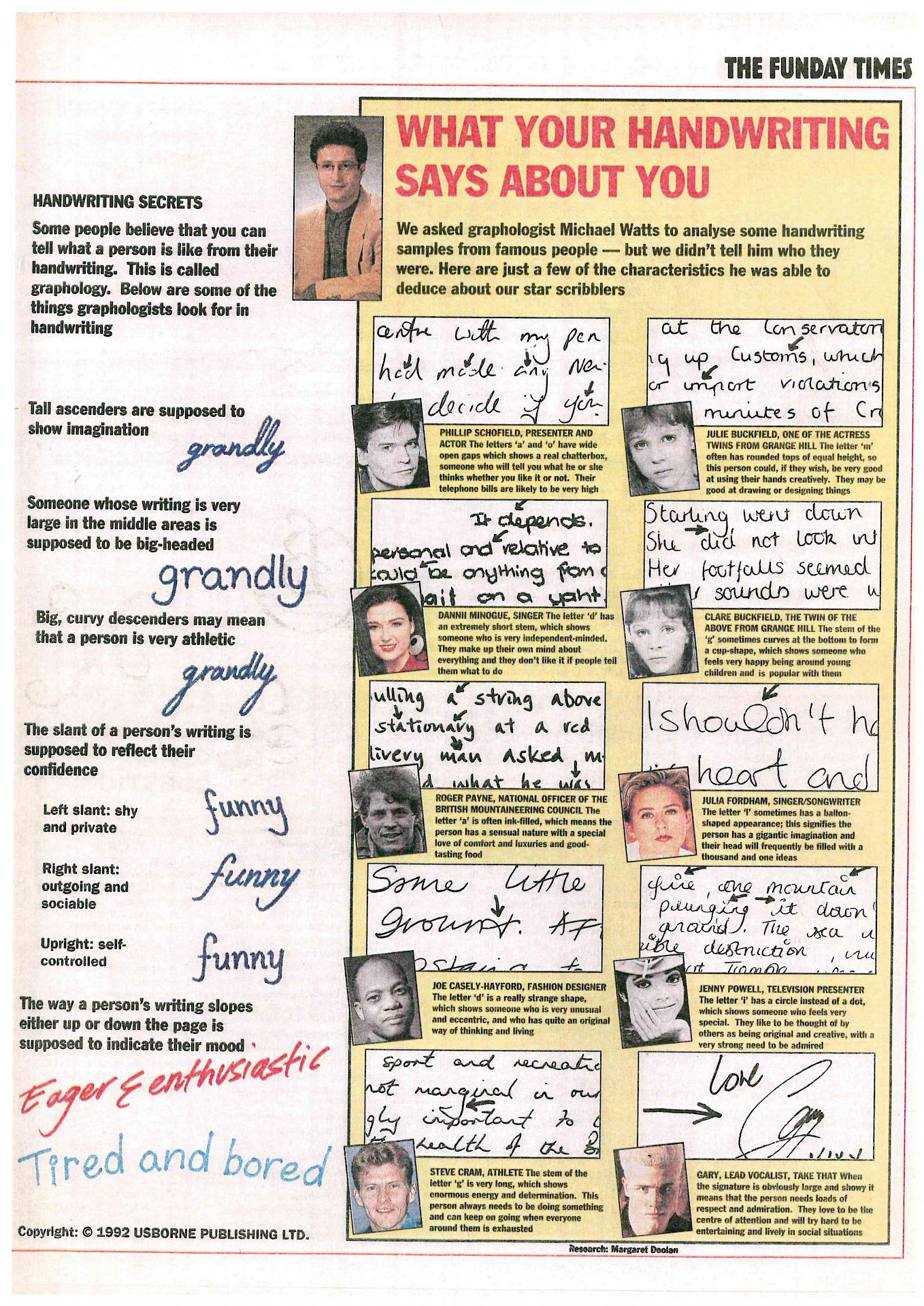 English newspaper articles | Bio & media | Handwriting analysis