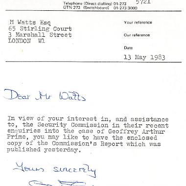 British Security Commission testimonial letter of thanks