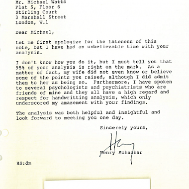 Former President of Philipp Brothers Inc. testimonial letter of thanks