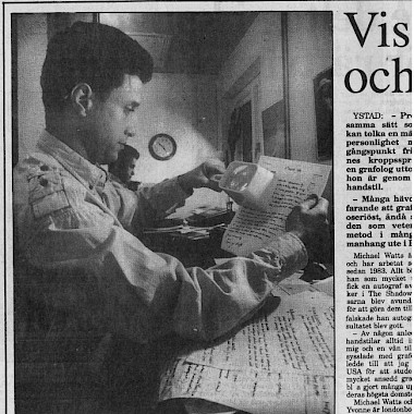 Michael Watts interviewed by Ystad Allehanda 1994