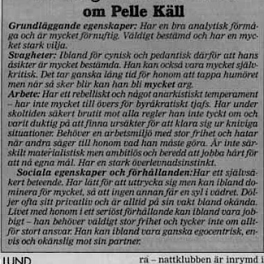 Pelle KÑll analys i SkÜnska Dagbladet 1997
