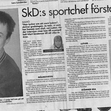 Intro till analys av Sportchef SKD Lars lundstrîm i SkÜnska Dagbladet