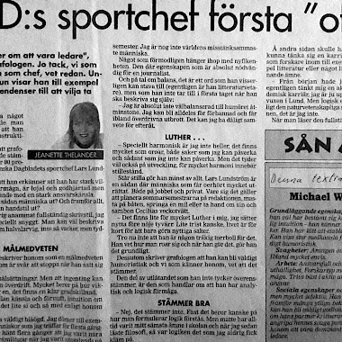 Intro till analys av Sportchef SKD Lars lundstrîm i SkÜnska Dagbladet