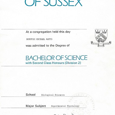 University of Sussex BSc in Experimental Psychology